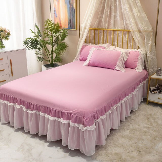 Cinza rendas folha de lótus rendas saias de cama estilo princesa - Click Image to Close
