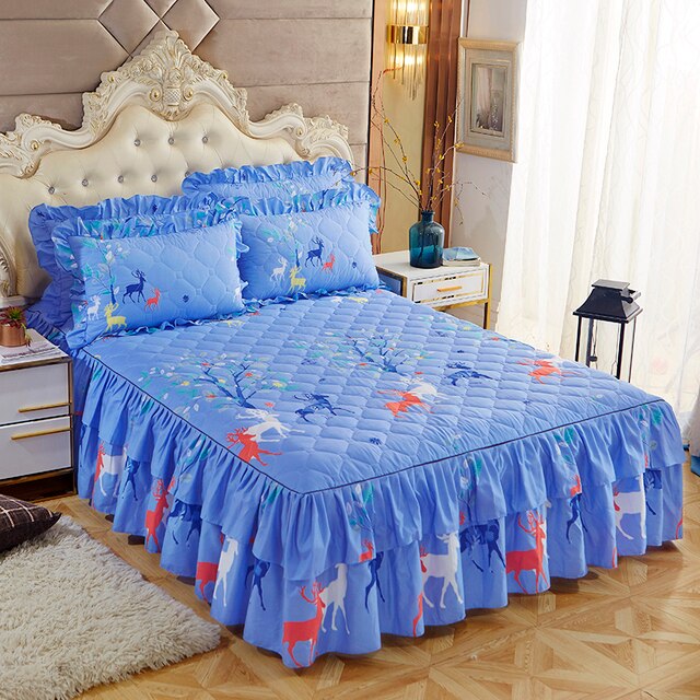 Cartoon Elk Thickened Bed Skirt Bedspread Thick Home Bed Skirt-s