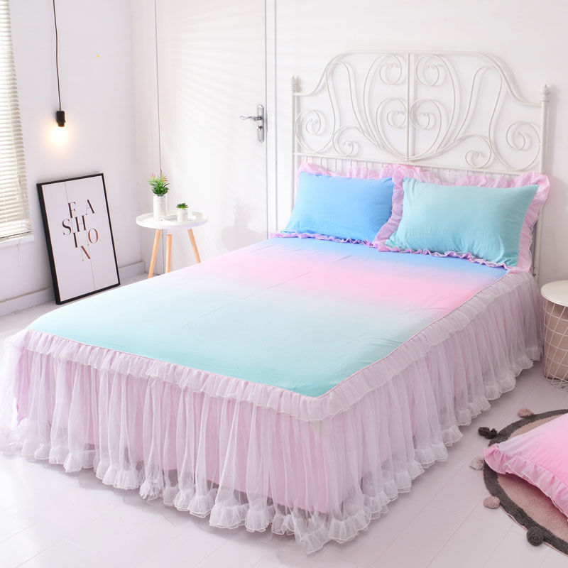 Pinkycolor Lace Lotus Leaf Lace Bed Skirts Princess Style Gradie