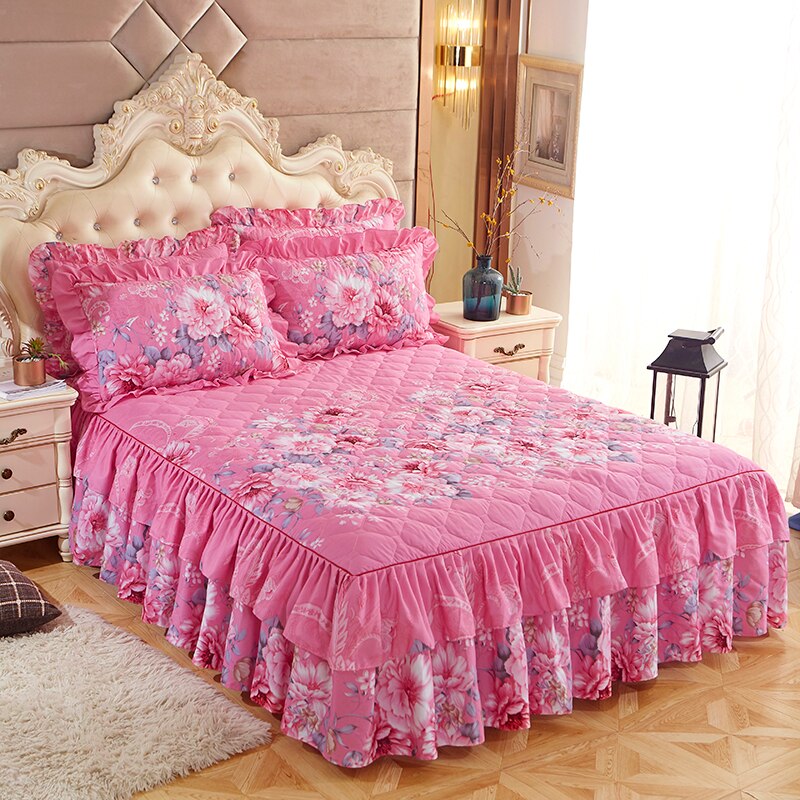 Luxury Flowers Thickened Bed Skirt Bedspread Thick Home Bed Skir