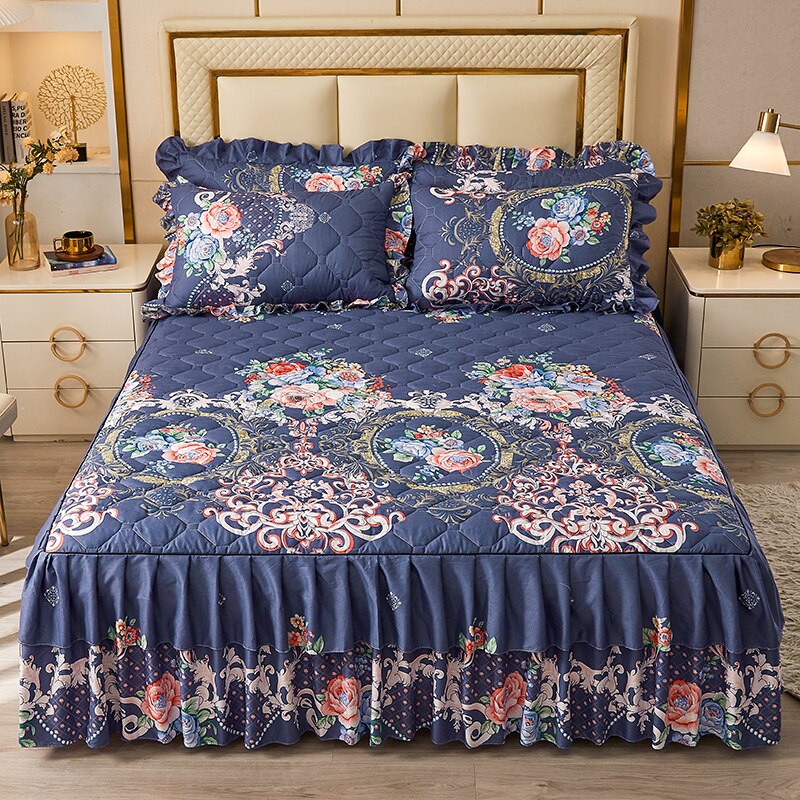Luxury FlowersThickened Bed Skirt Bedspread Thick Home Bed Skirt