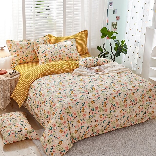 100% Cotton Bedding Sets Duvet Cover + Pillowcase Flowers Printi