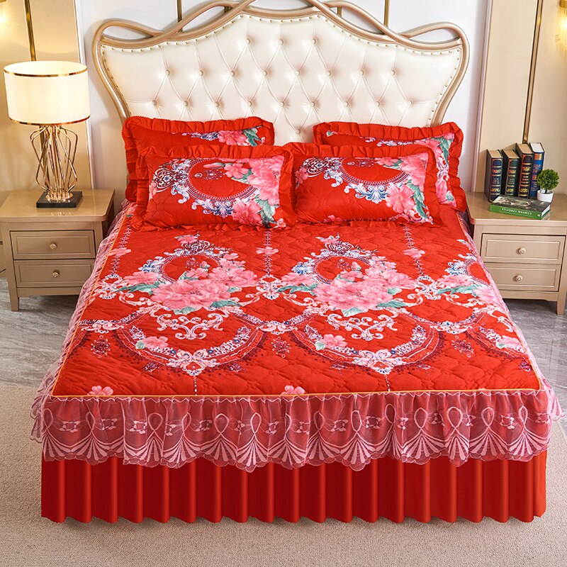 Luxury Flower Winter Bedspread on The Bed Thick Home Lace Bed Sk